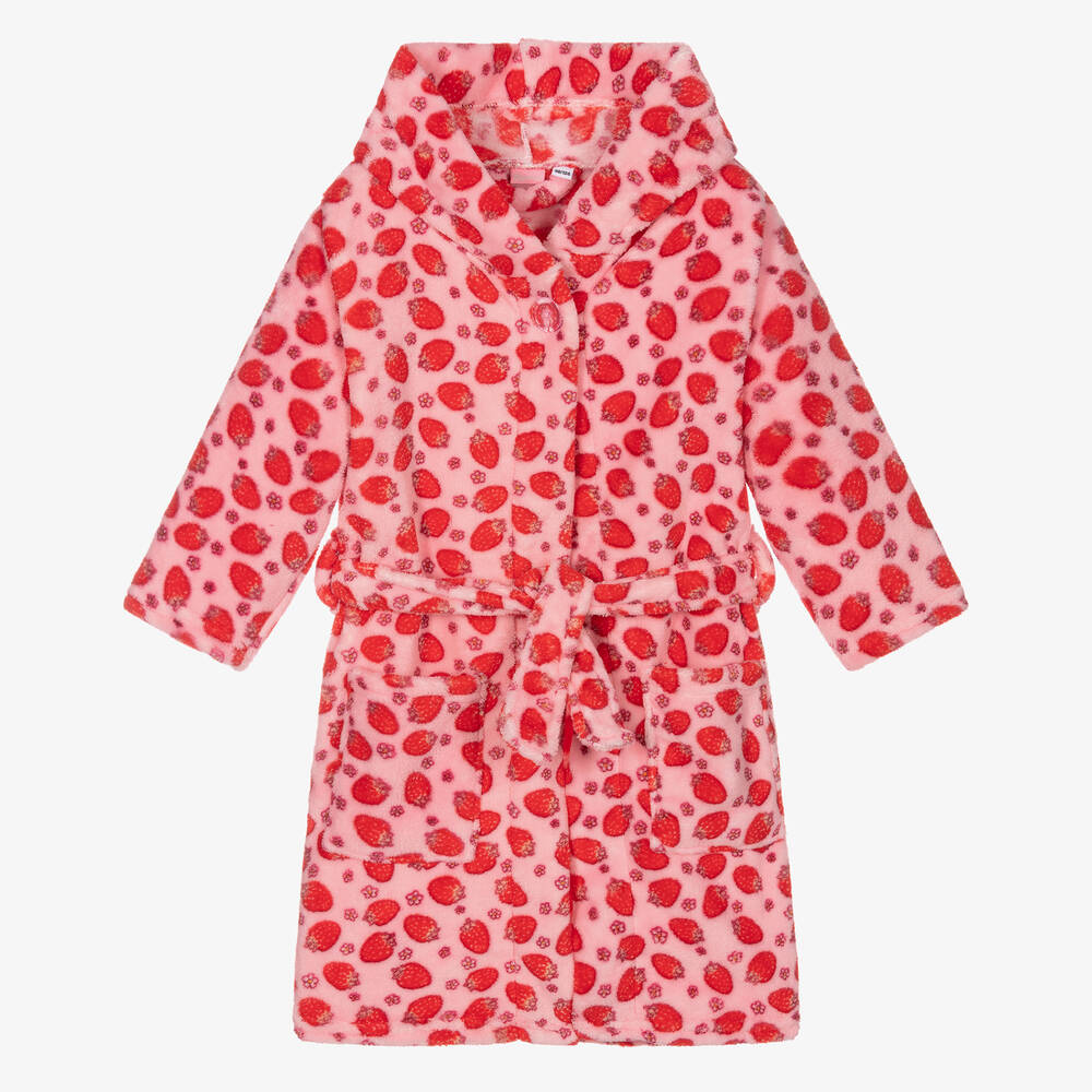 Playshoes-Pink Strawberry Fleece Dressing Gown | Childrensalon Outlet
