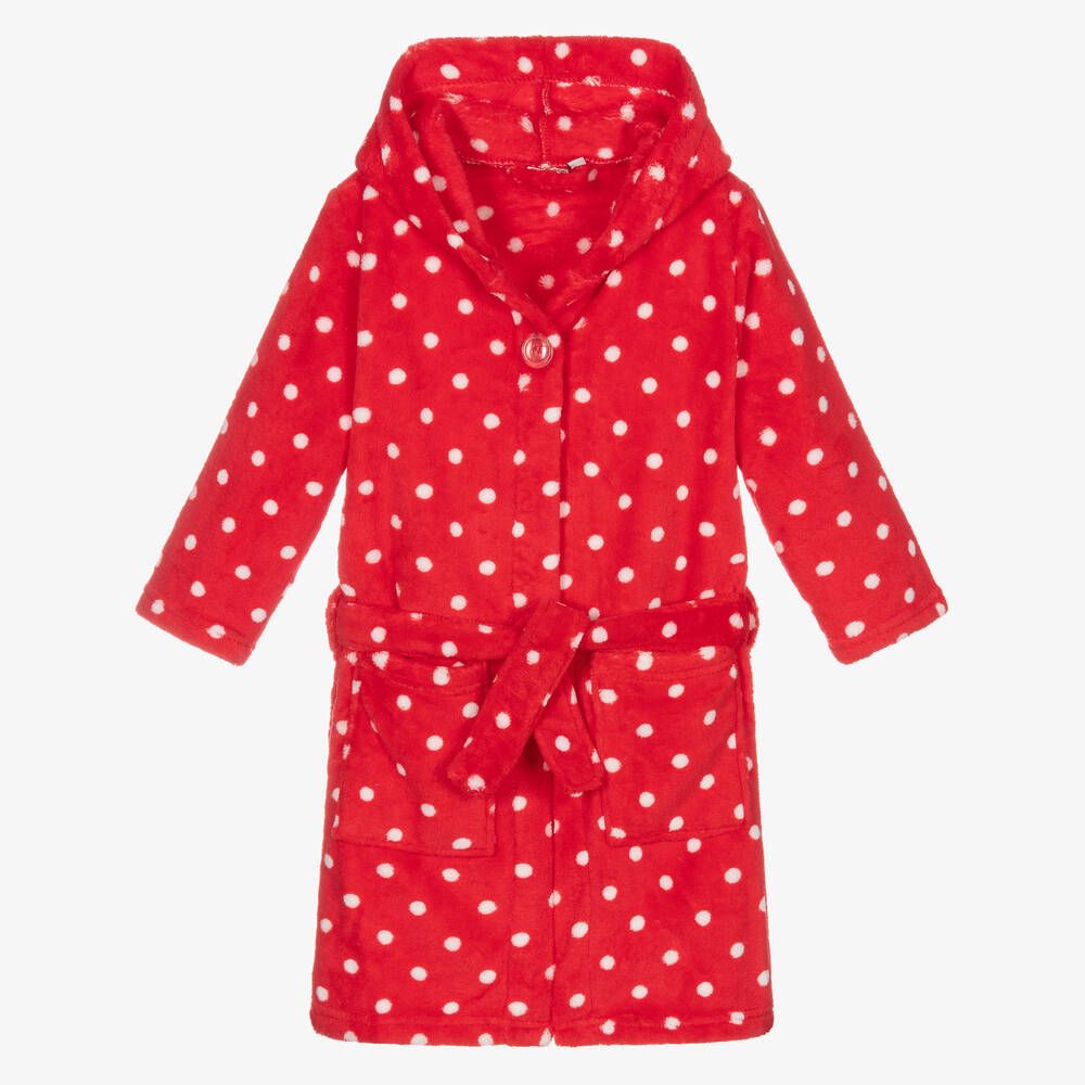 Playshoes-Red Polka Dot Fleece Dressing Gown | Childrensalon Outlet