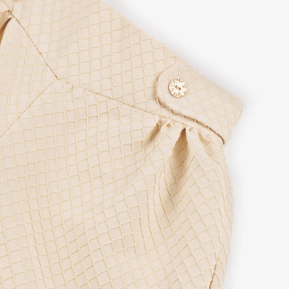 POCA & POCA-Girls Beige Textured Wide-Leg Trousers | Childrensalon Outlet