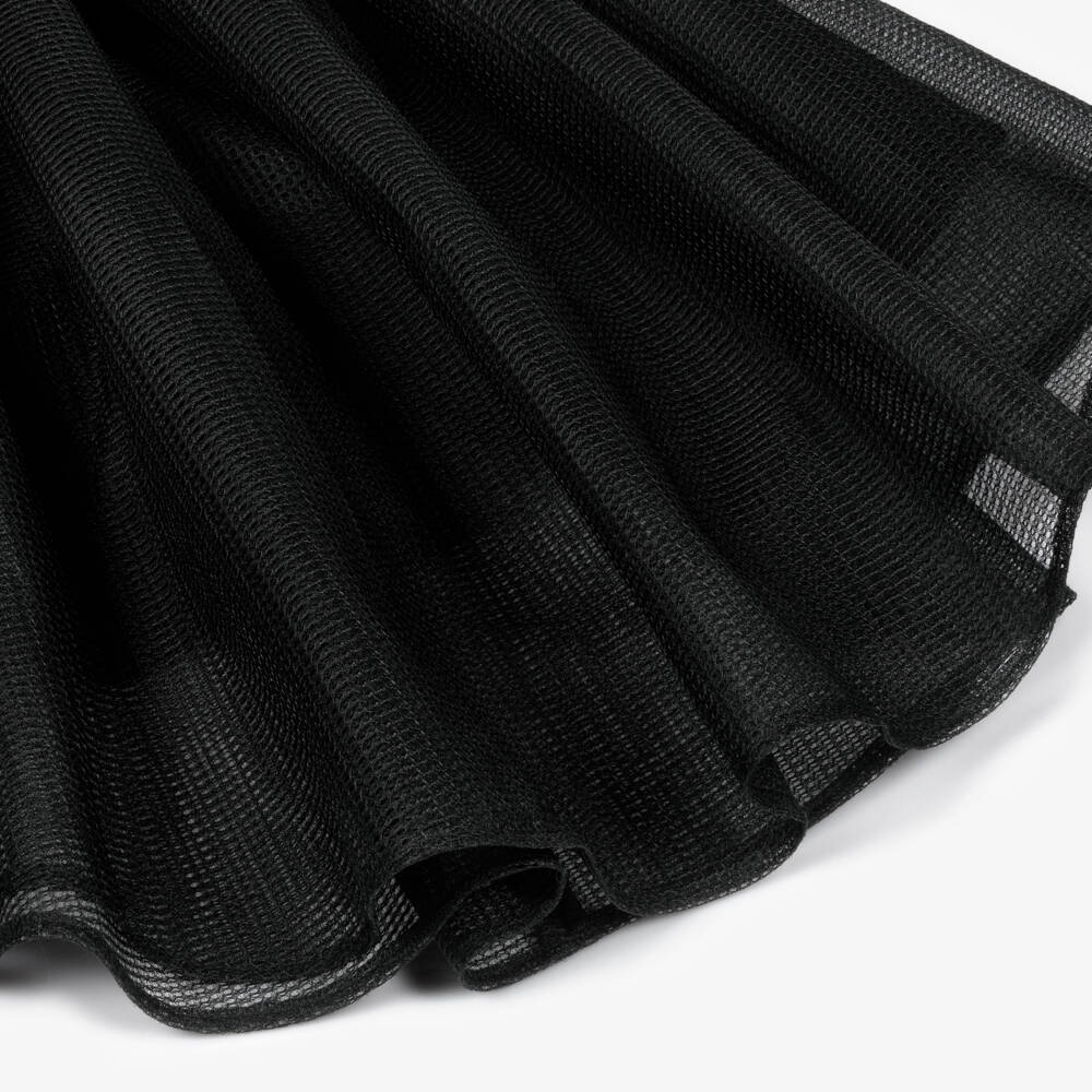 POCA & POCA-Girls Black Mesh Dress with Flower Appliqués | Childrensalon Outlet