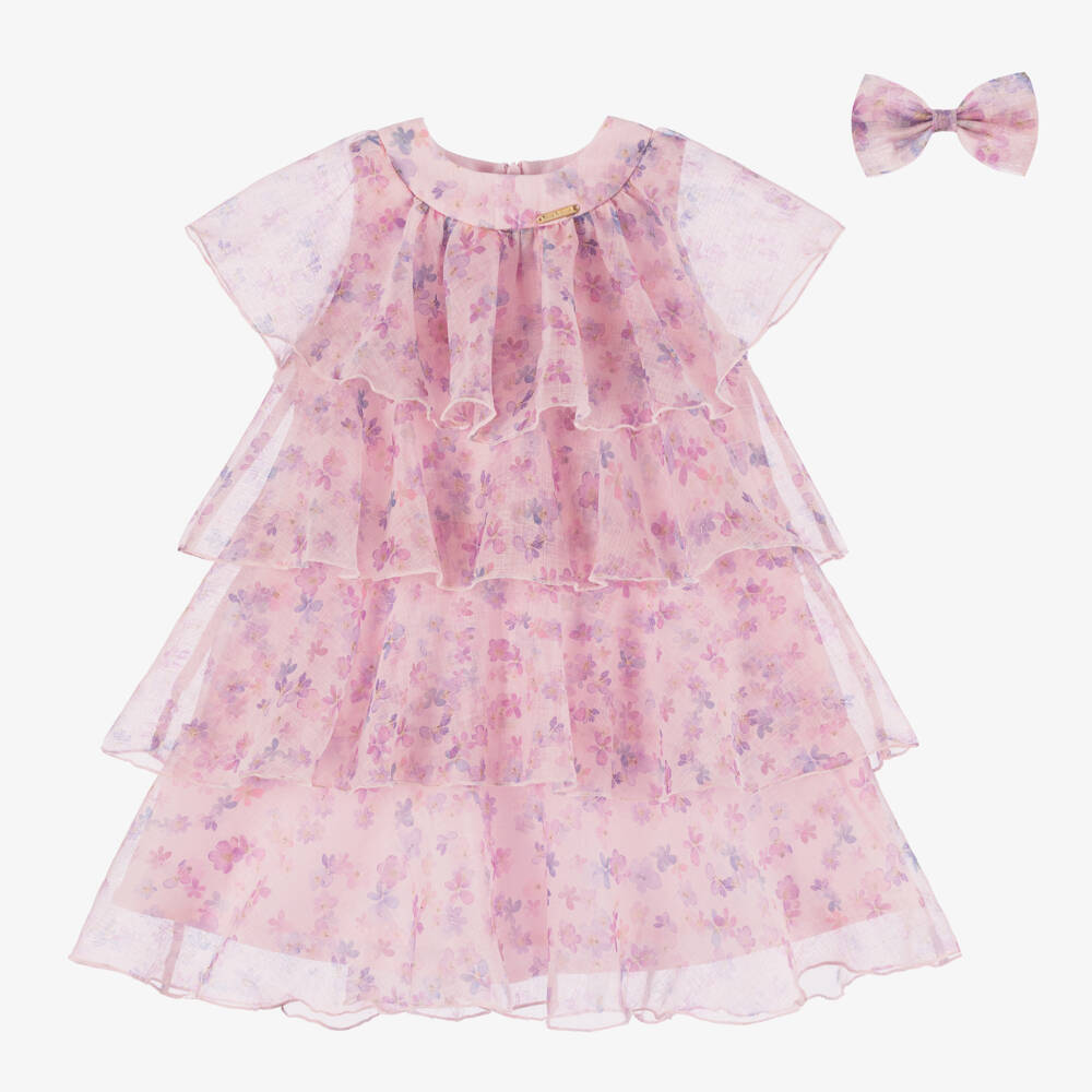 POCA & POCA-Girls Blush Floral Tiered Dress Ensemble | Childrensalon Outlet