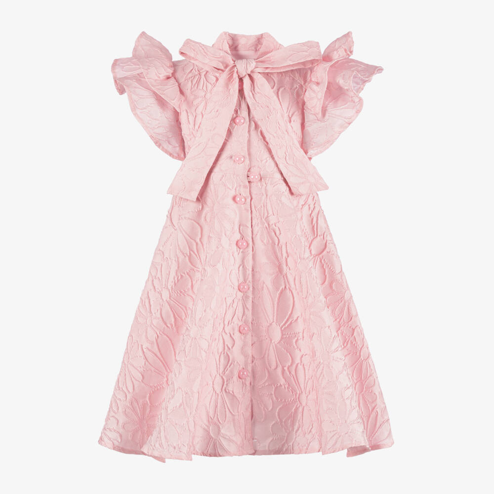 POCA & POCA-Girls Blush Jacquard Floral Gown | Childrensalon Outlet