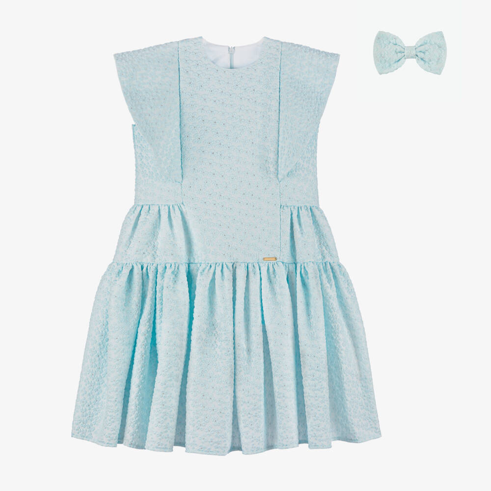 POCA & POCA-Girls Elegant Blue Floral Ensemble | Childrensalon Outlet