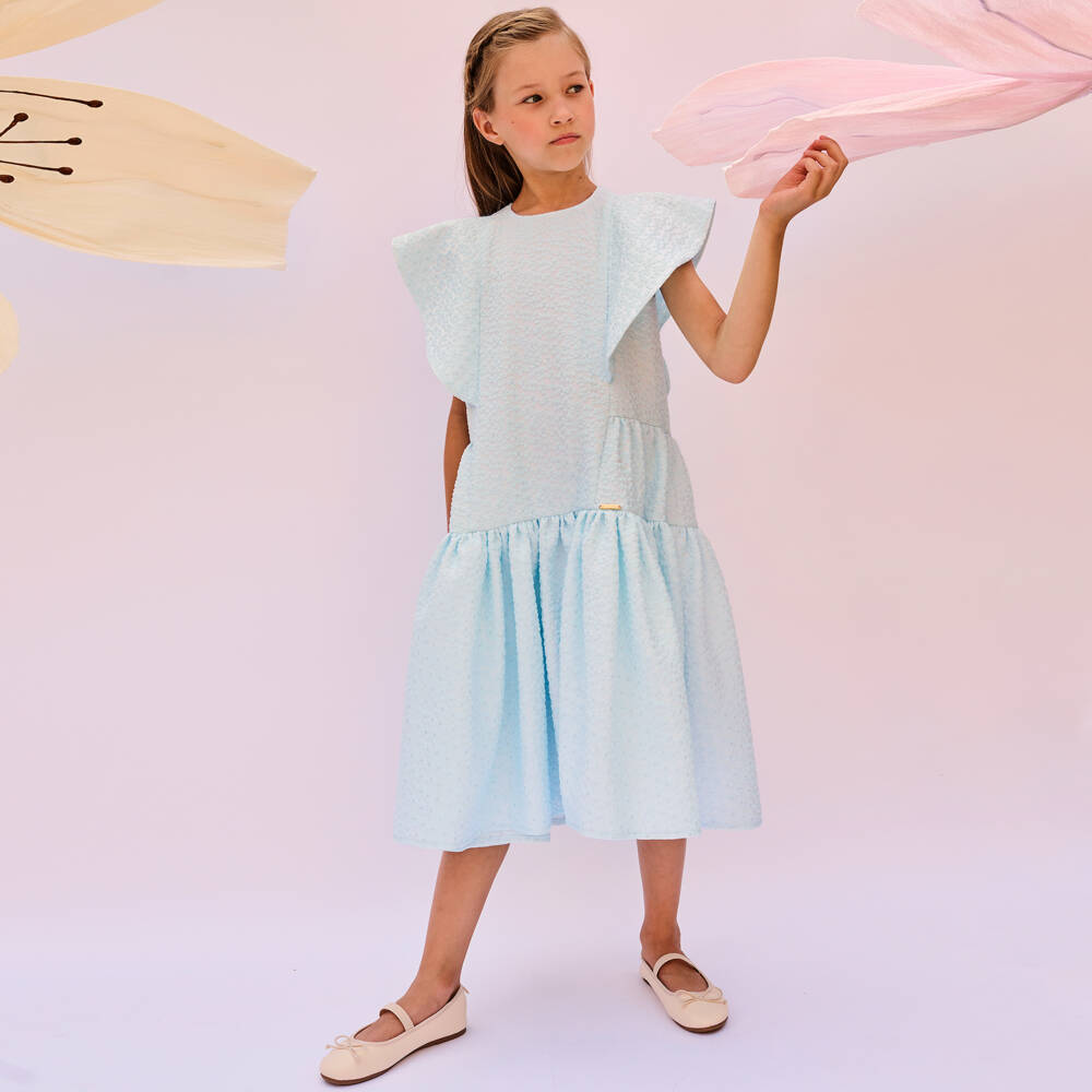 POCA & POCA-Элегантный синий цветочный ансамбль для девочек | Childrensalon Outlet