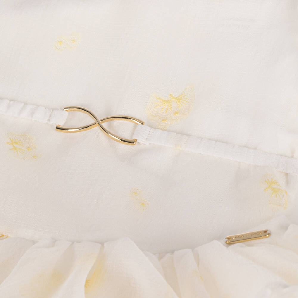 POCA & POCA-Кремовый цветочный ансамбль из органзы для девочек | Childrensalon Outlet