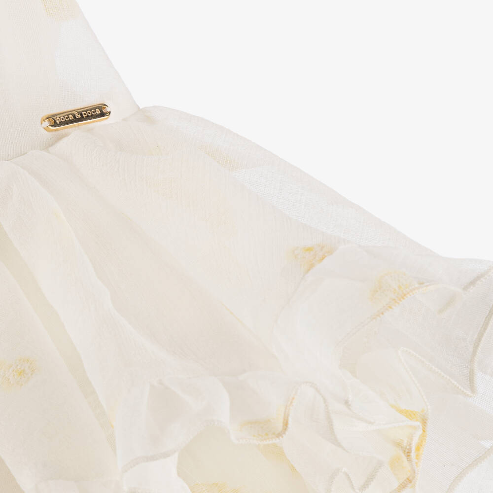 POCA & POCA-Кремовый цветочный ансамбль из органзы для девочек | Childrensalon Outlet