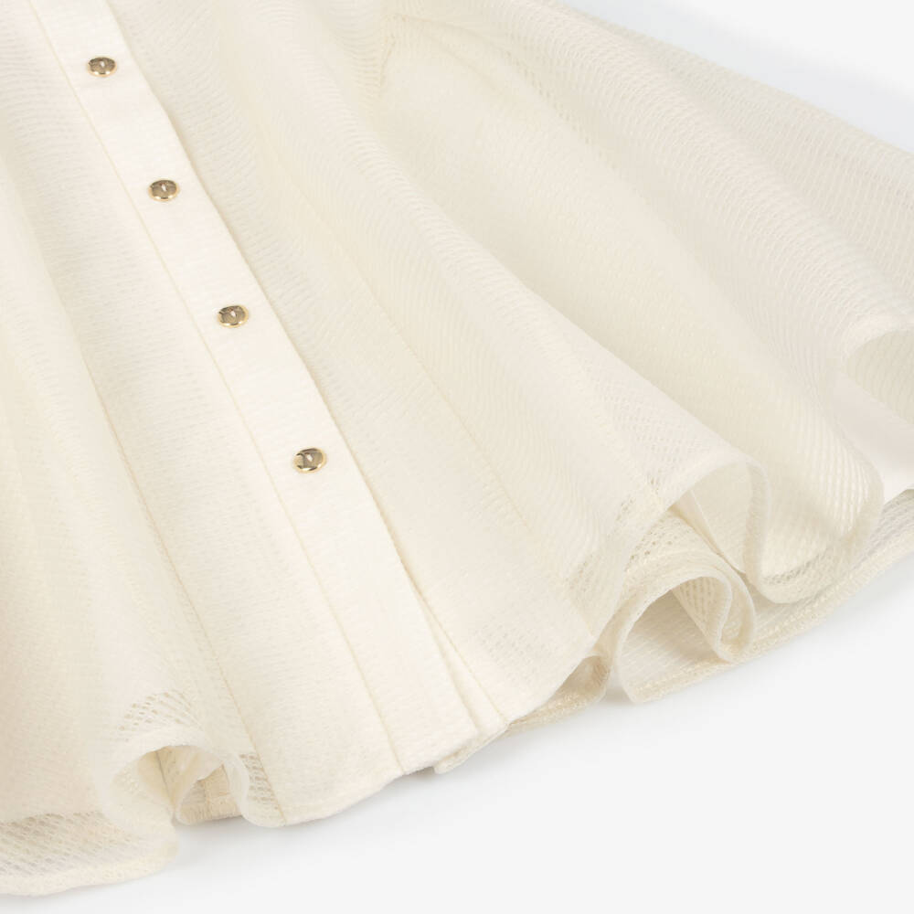 POCA & POCA-Girls Ivory Mesh Dress with Ruffle Sleeves | Childrensalon Outlet
