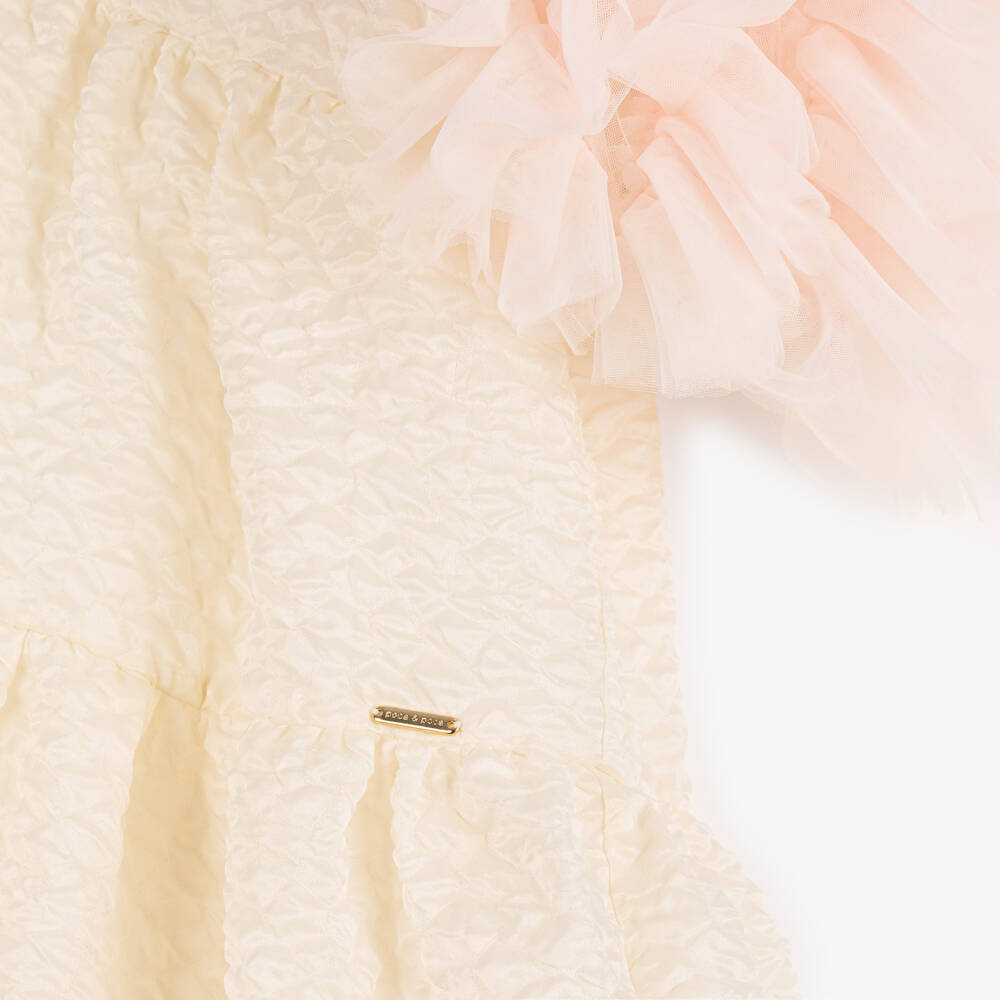 POCA & POCA-Платье кремовое с тюлевыми рукавами для девочек | Childrensalon Outlet