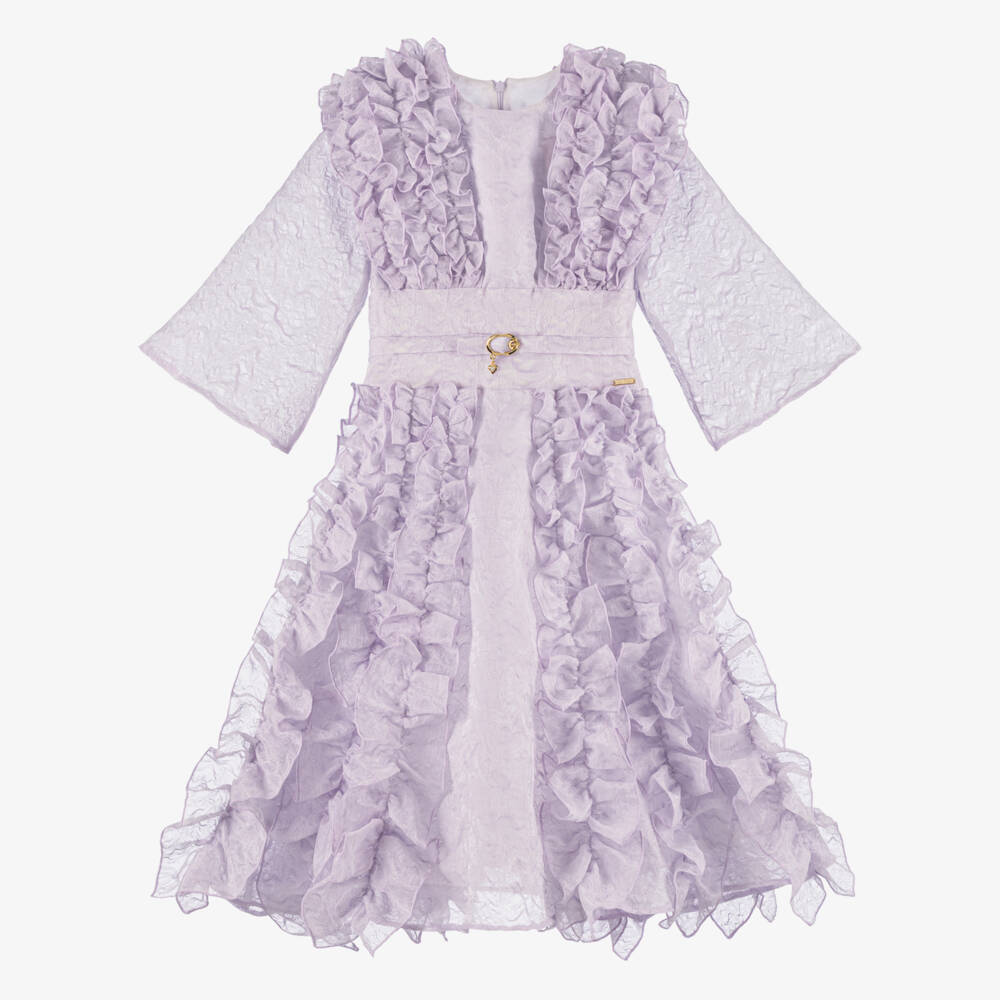 POCA & POCA-Платье из органзы с воланами для девочек лилового цвета | Childrensalon Outlet