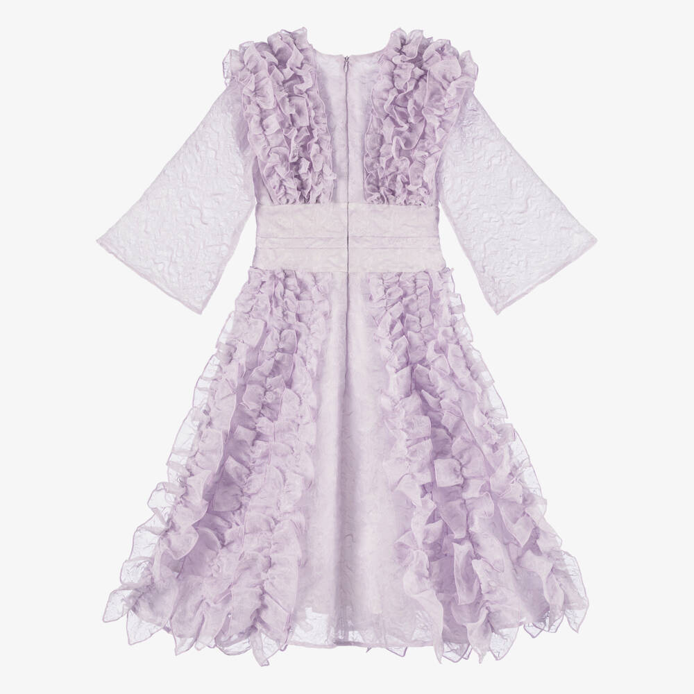 POCA & POCA-Платье из органзы с воланами для девочек лилового цвета | Childrensalon Outlet