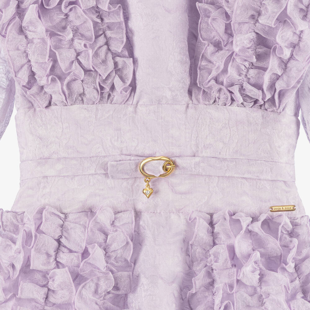 POCA & POCA-Платье из органзы с воланами для девочек лилового цвета | Childrensalon Outlet