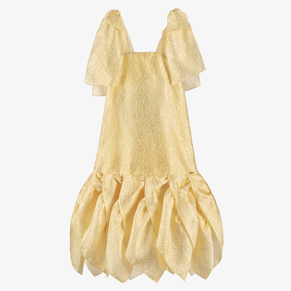 POCA & POCA-Длинное желтое платье с цветочным узором для девочек | Childrensalon Outlet