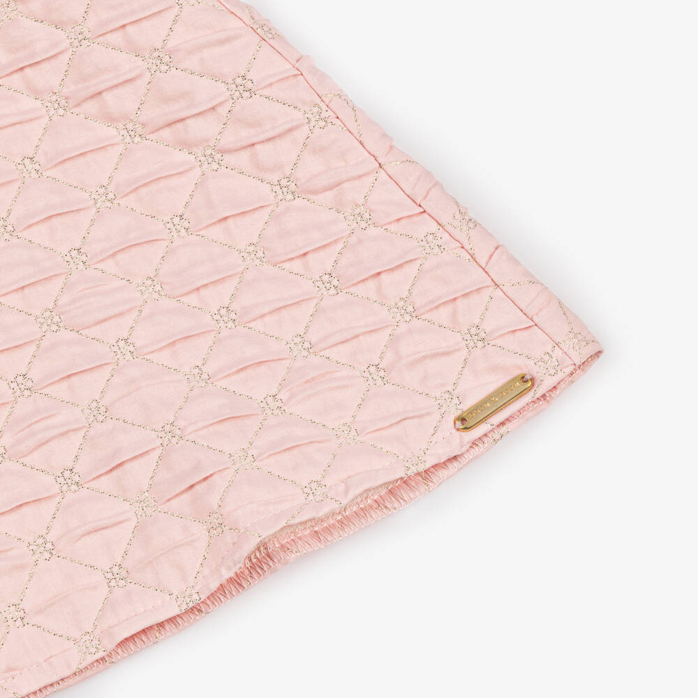 POCA & POCA-Girls Pink Belted Blouse with Embroidered Gold Quilting | Childrensalon Outlet