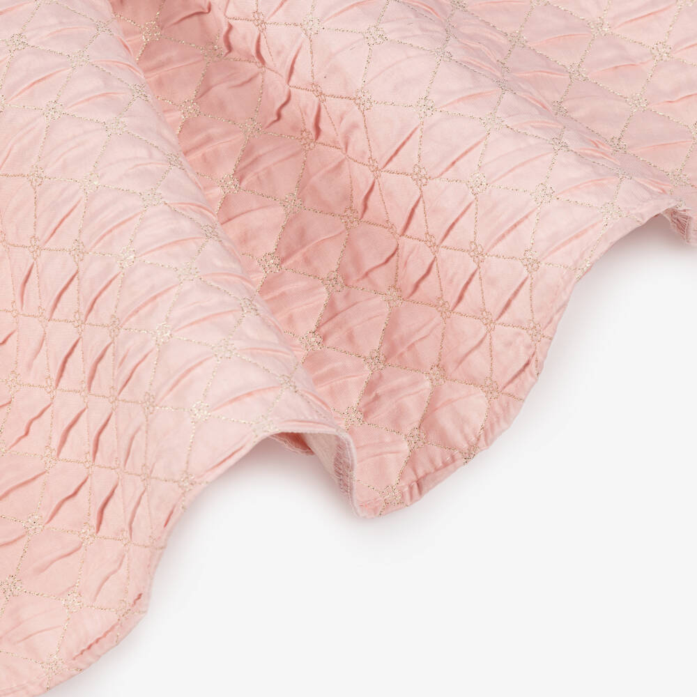 POCA & POCA-Girls Pink Skirt with Embroidered Gold Quilting | Childrensalon Outlet