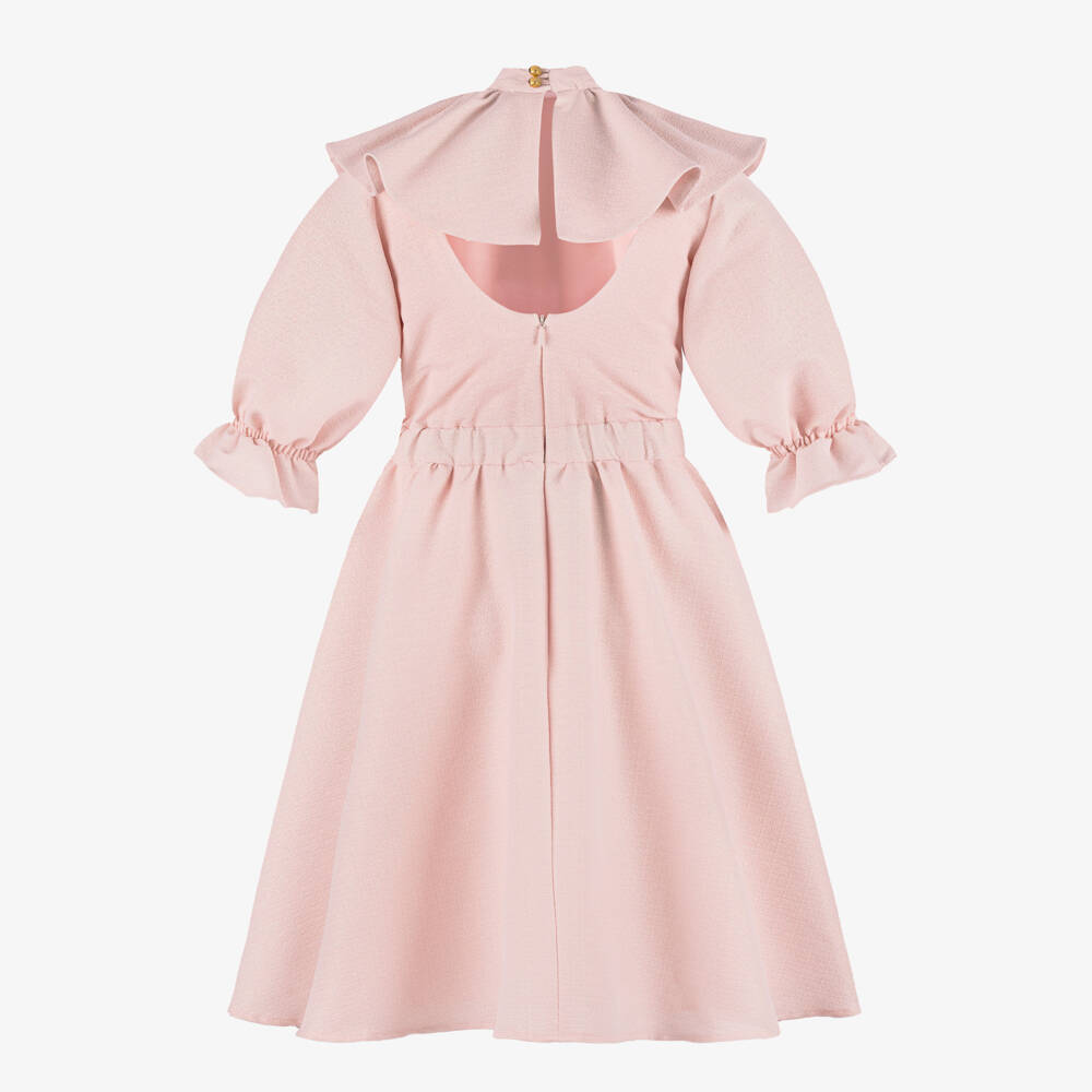 POCA & POCA-فستان وردي لامع للبنات مع كشكش | Childrensalon Outlet