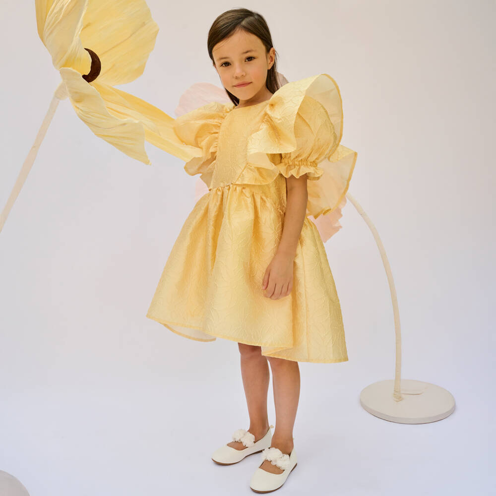 POCA & POCA-Девочкам жаккардовое платье "Солнечное цветение" | Childrensalon Outlet