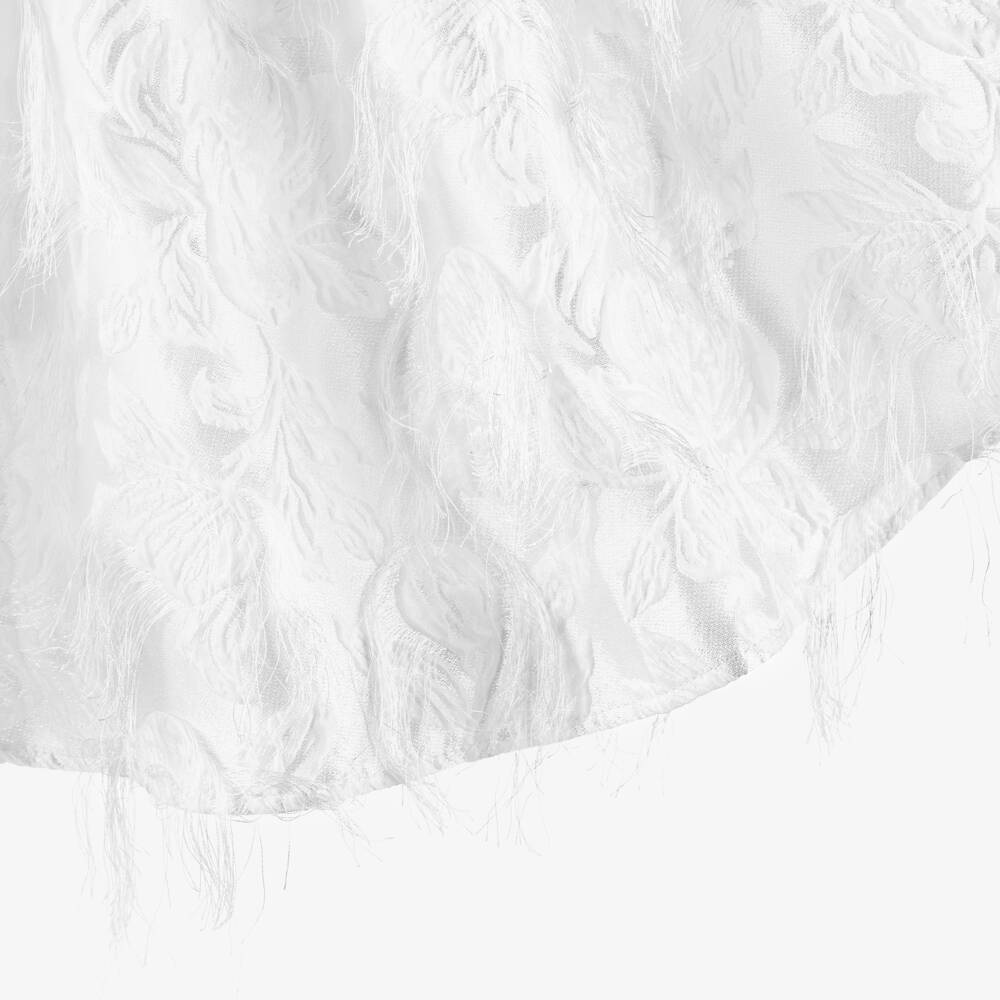 POCA & POCA-Girls White Feathery Jacquard Satin Dress | Childrensalon Outlet