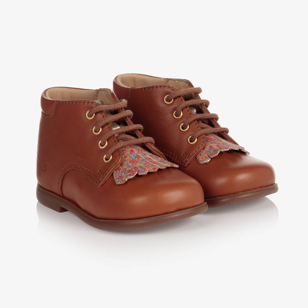 Pom d'Api - Bottes marron en cuir Bébé fille | Childrensalon