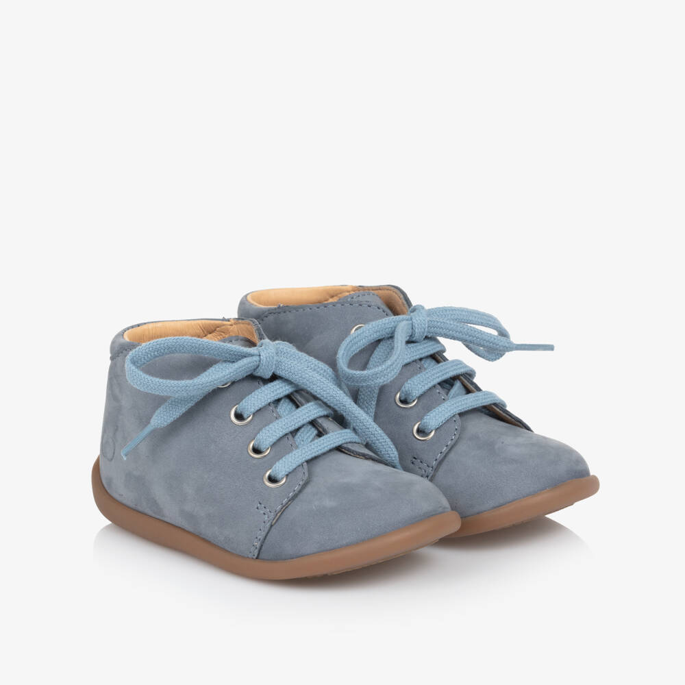 Pom d'Api-Boys Azure Leather Learning Boots | Childrensalon Outlet