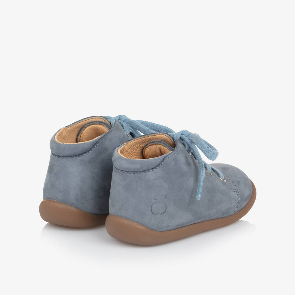 Pom d'Api-Boys Azure Leather Learning Boots | Childrensalon Outlet