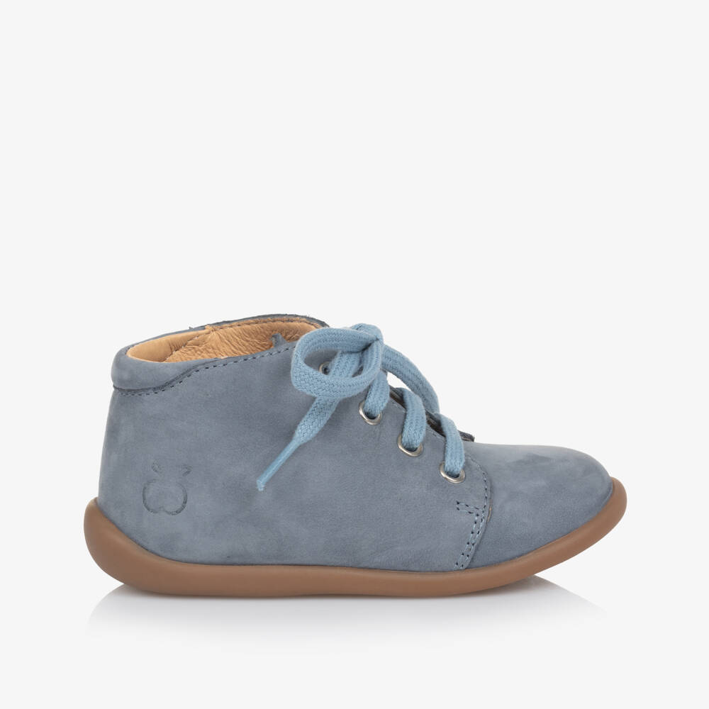 Pom d'Api-Boys Azure Leather Learning Boots | Childrensalon Outlet