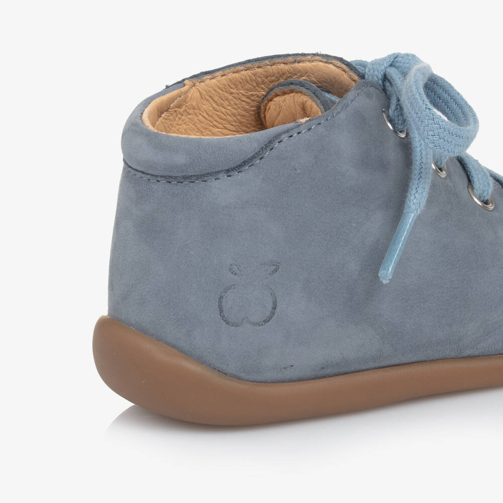 Pom d'Api-Boys Azure Leather Learning Boots | Childrensalon Outlet