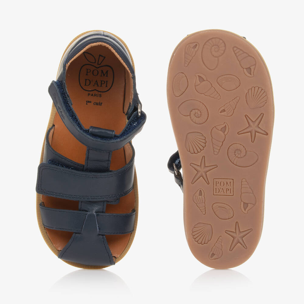 بوم دابي-صندل بشريط لاصق أطفال ولادي جلد لون أزرق | Childrensalon Outlet