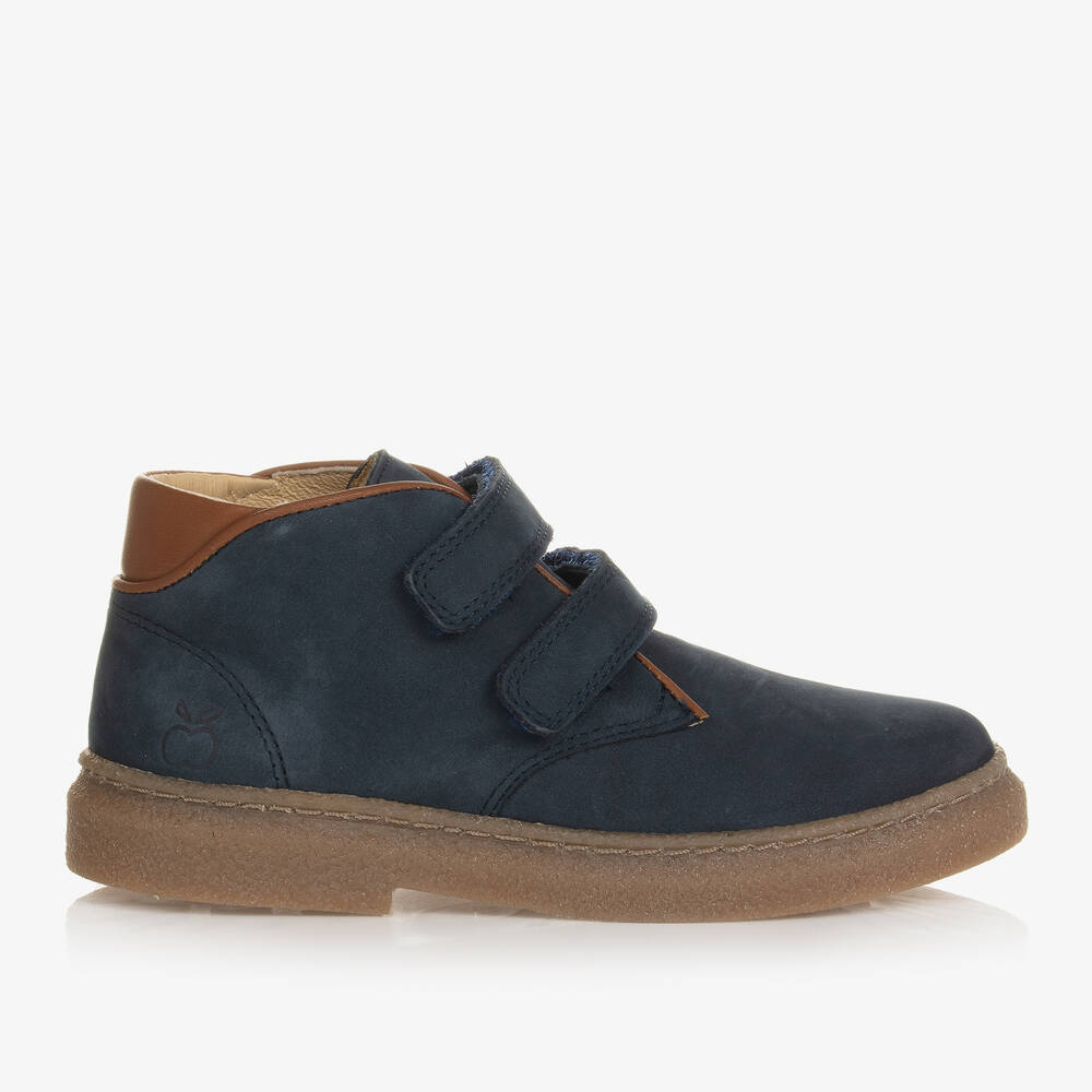 Pom d'Api-Boys Blue Suede Leather Boots | Childrensalon Outlet