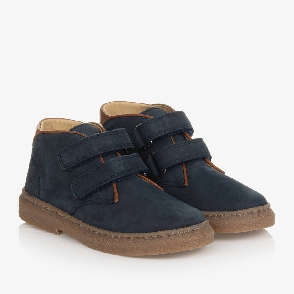 Pom d'Api - Bottines bleues en daim garçon | Childrensalon