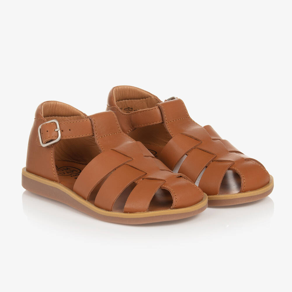 Pom d'Api - Sandales marron en cuir garçon | Childrensalon