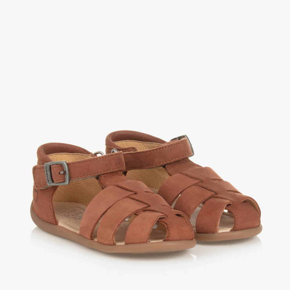 Pom d'Api-Boys Brown Leather Sandals | Childrensalon Outlet