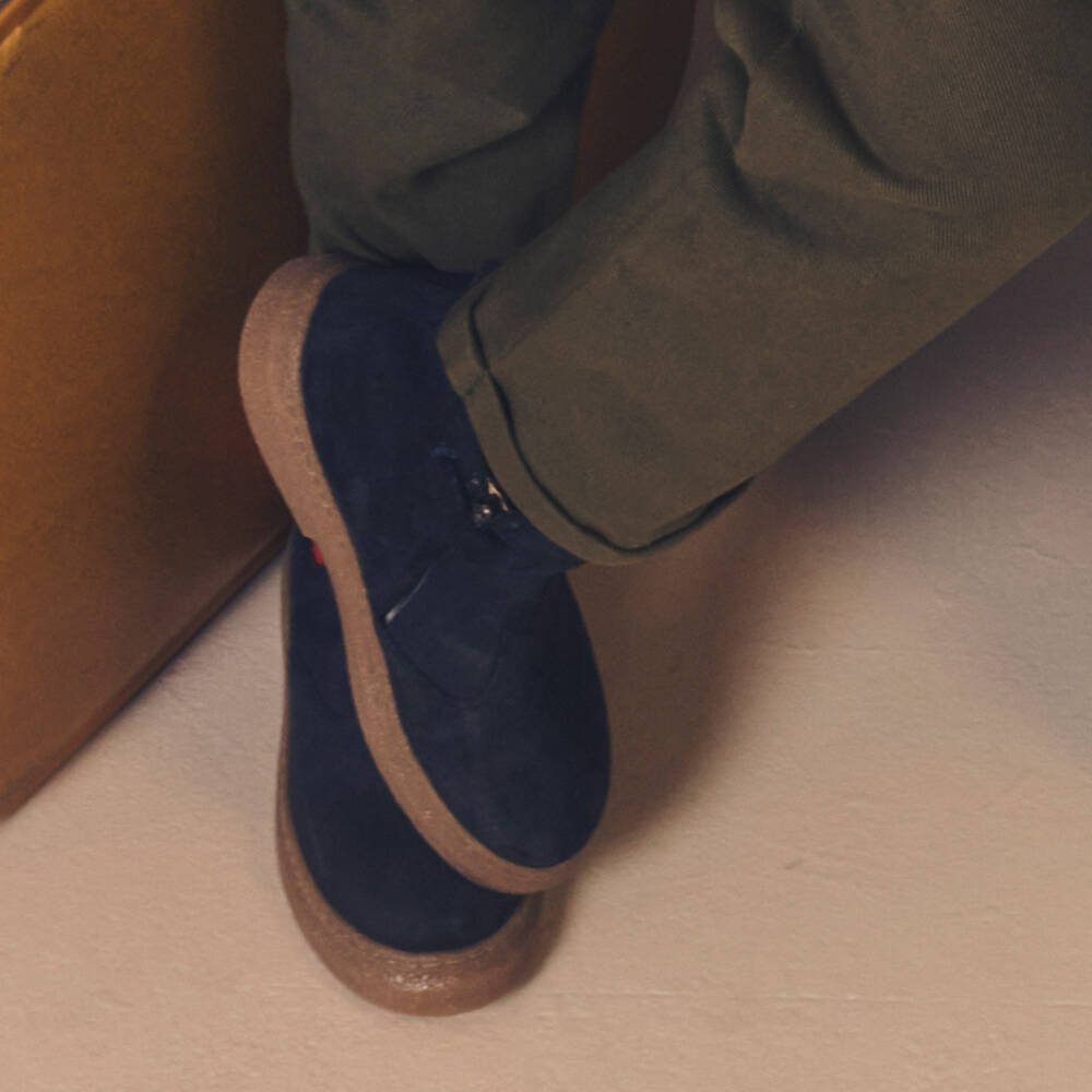 Pom d'Api-Boys Midnight Suede Leather Boots | Childrensalon Outlet