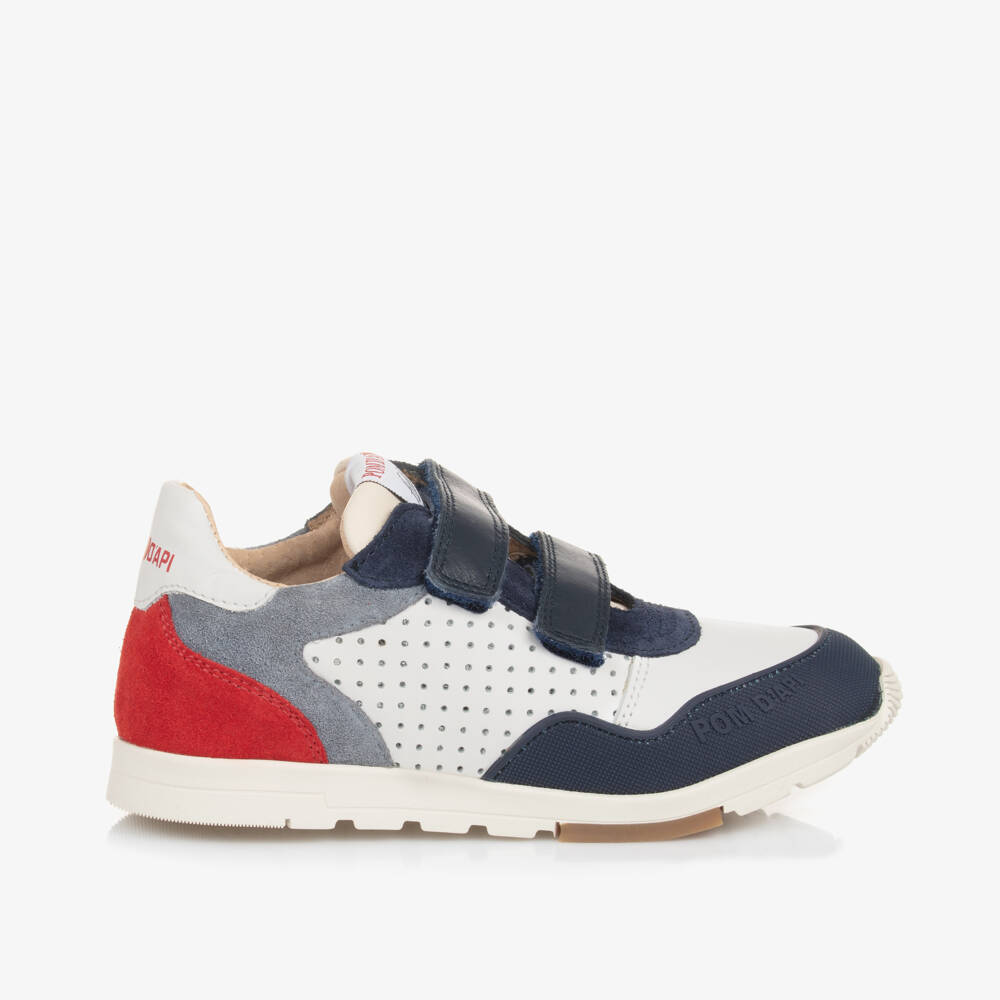 Pom d'Api-Boys Navy and White Leather Trainers | Childrensalon Outlet