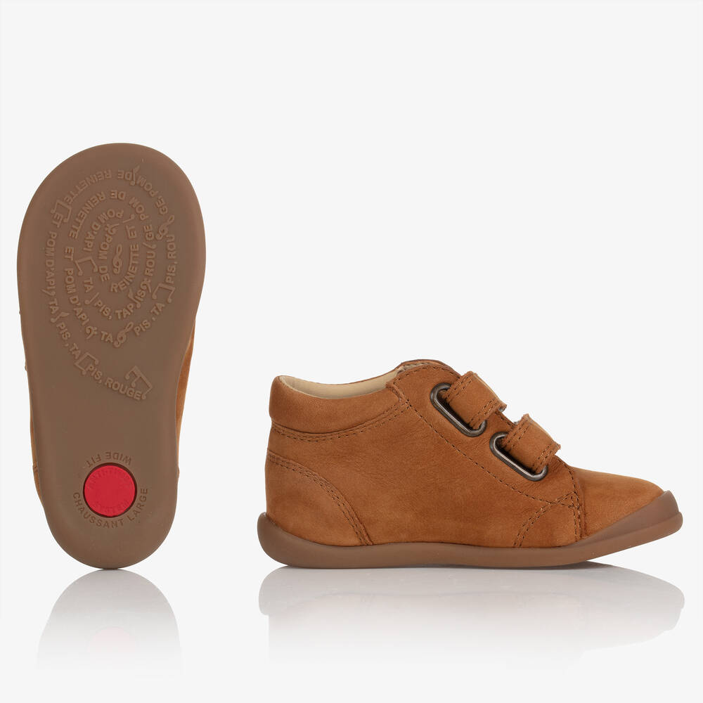 Pom d'Api-Brown Leather Velcro Boots | Childrensalon Outlet