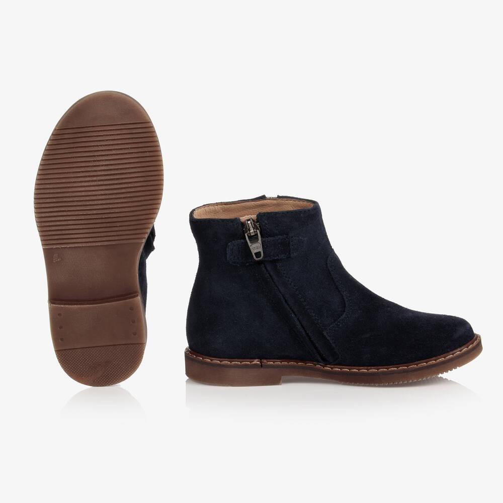 Pom d'Api-Girls Blue Suede Ankle Boots | Childrensalon Outlet