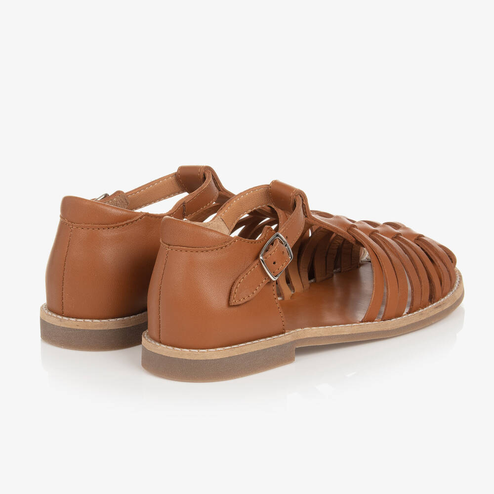 Pom d'Api-Коричневые кожаные сандалии с пряжками | Childrensalon Outlet
