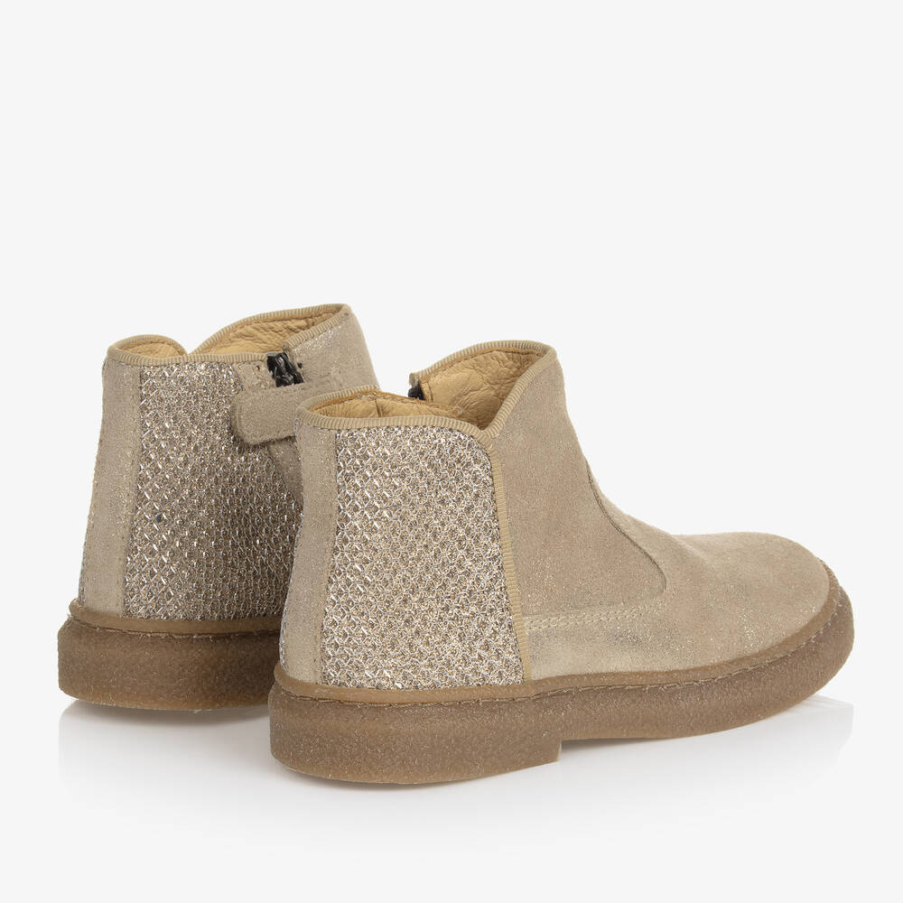 Pom d'Api-Girls Gold Glitter Leather Boots | Childrensalon Outlet