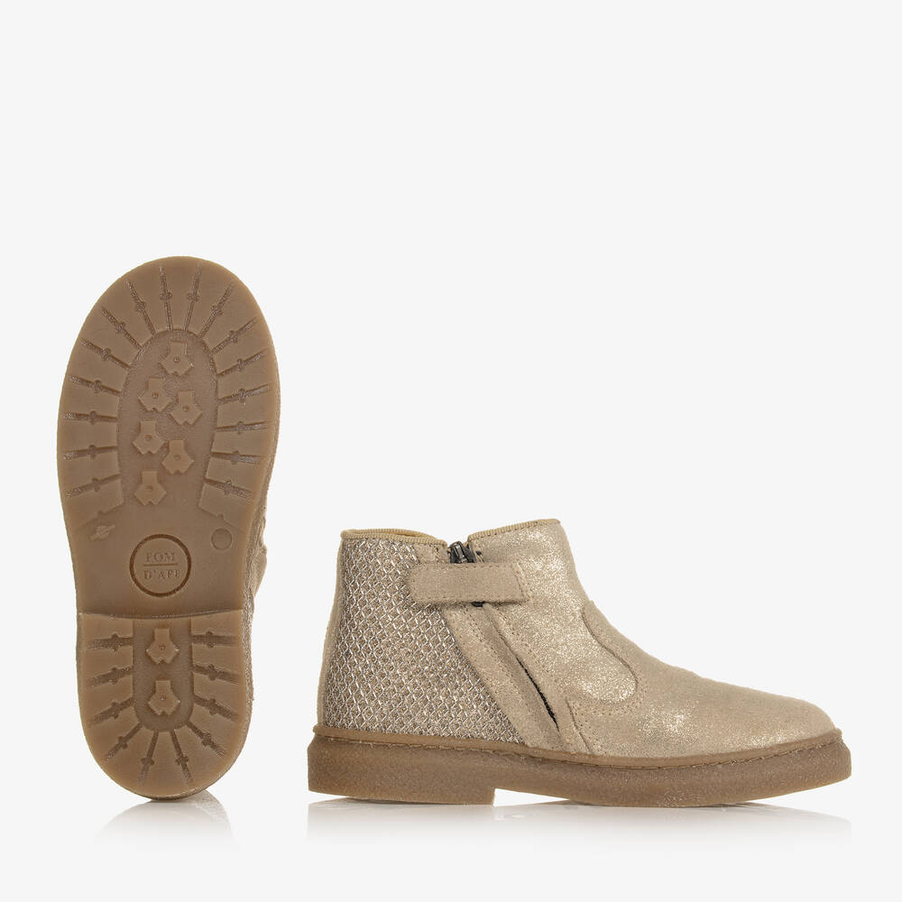 Pom d'Api-Girls Gold Glitter Leather Boots | Childrensalon Outlet