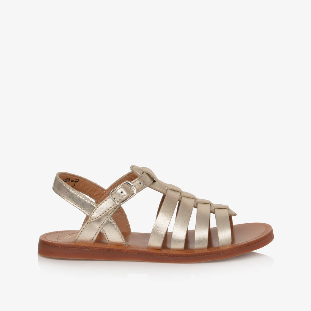 Pom d'Api-Girls Metallic Gold Leather Sandals | Childrensalon Outlet
