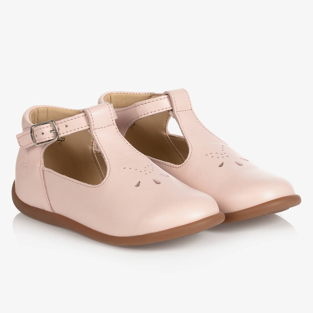 Pom d'Api - Girls Pink Leather Bar Shoes | Childrensalon