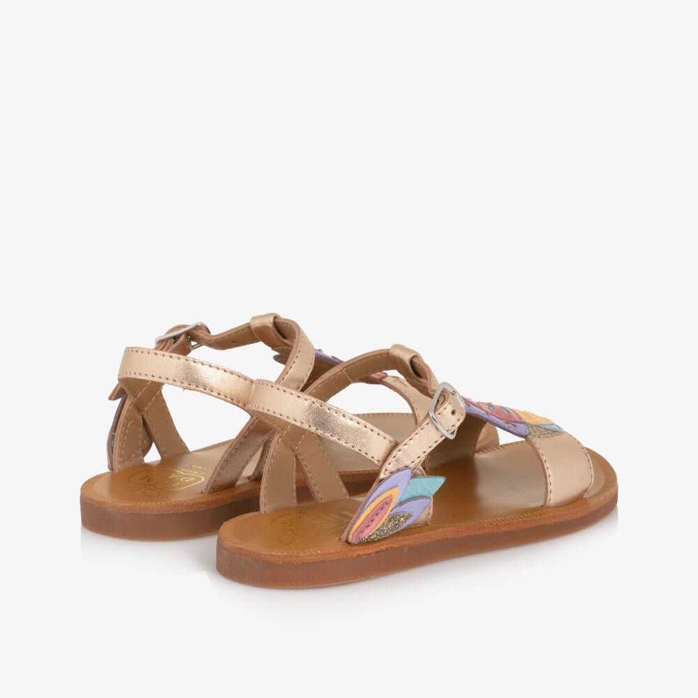 Pom d'Api-Girls Pink Metallic Butterfly Sandals | Childrensalon Outlet