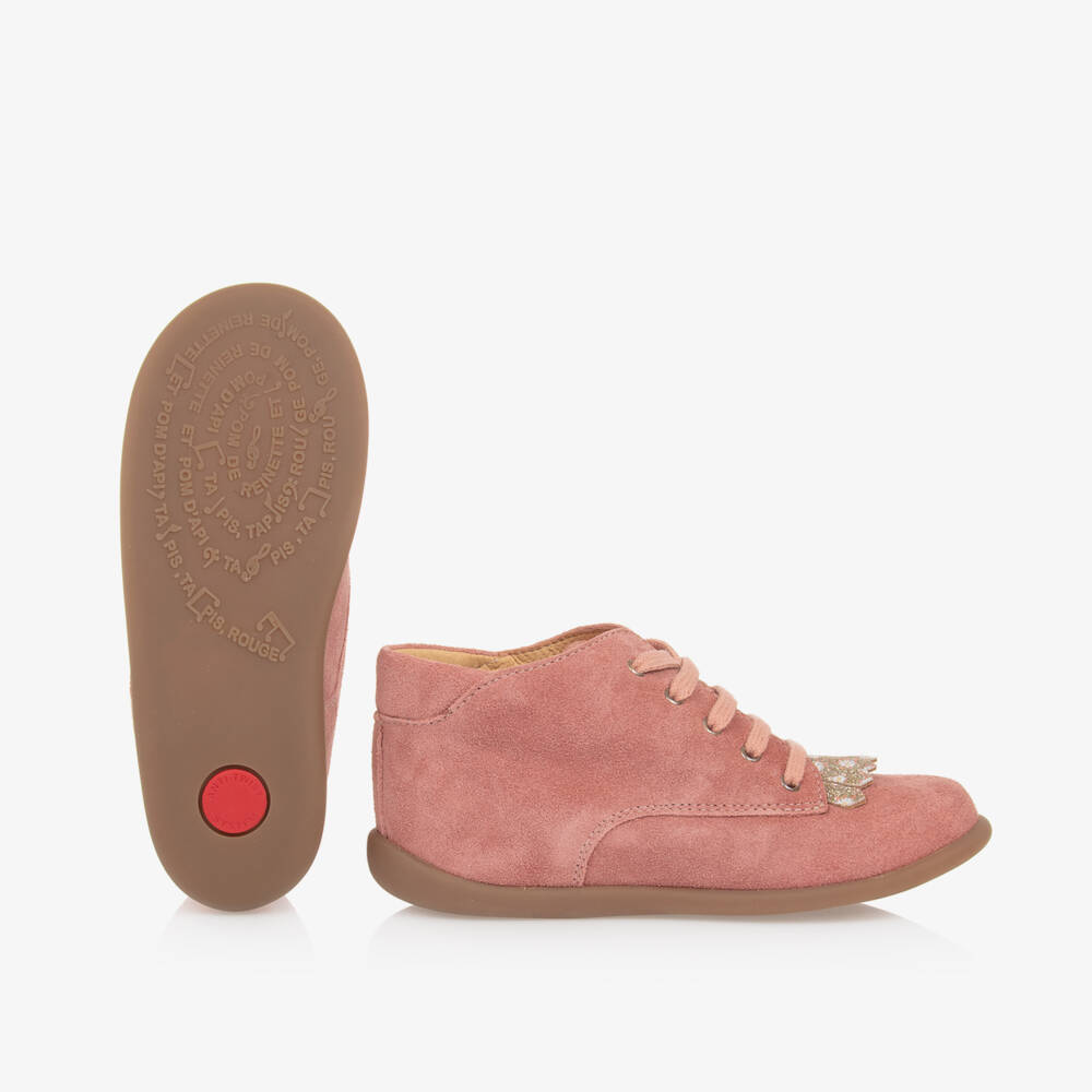 Pom d'Api-Girls Pink Suede Leather Walker Boots | Childrensalon Outlet