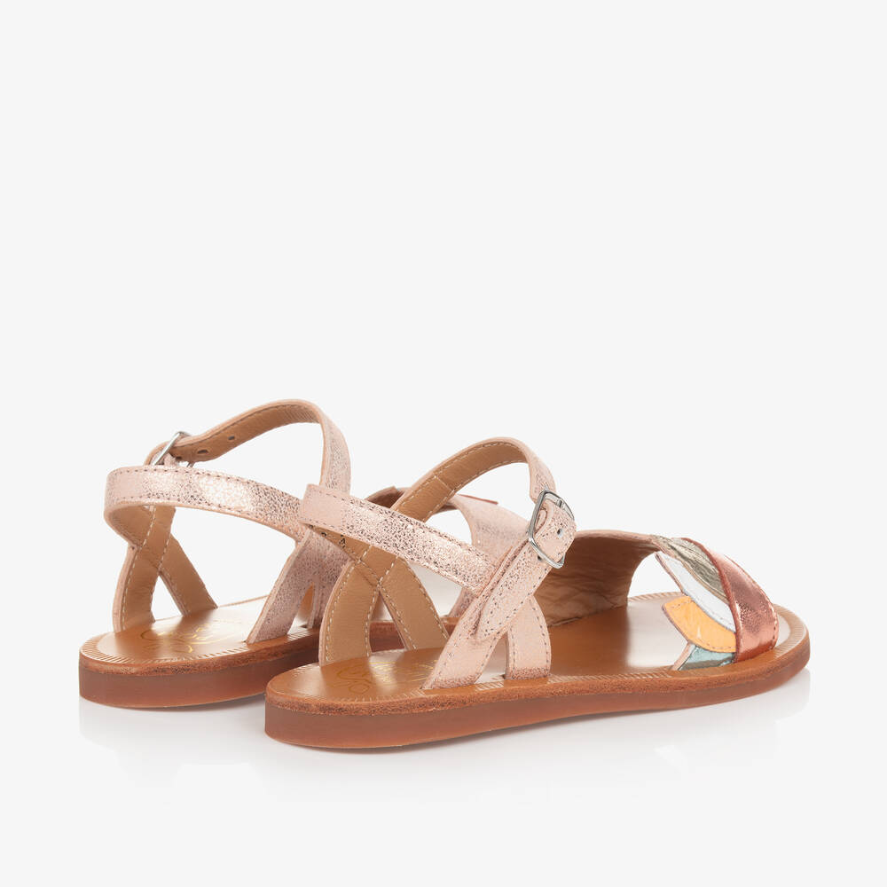 Pom d'Api-Girls Rose Gold Leather Sandals | Childrensalon Outlet