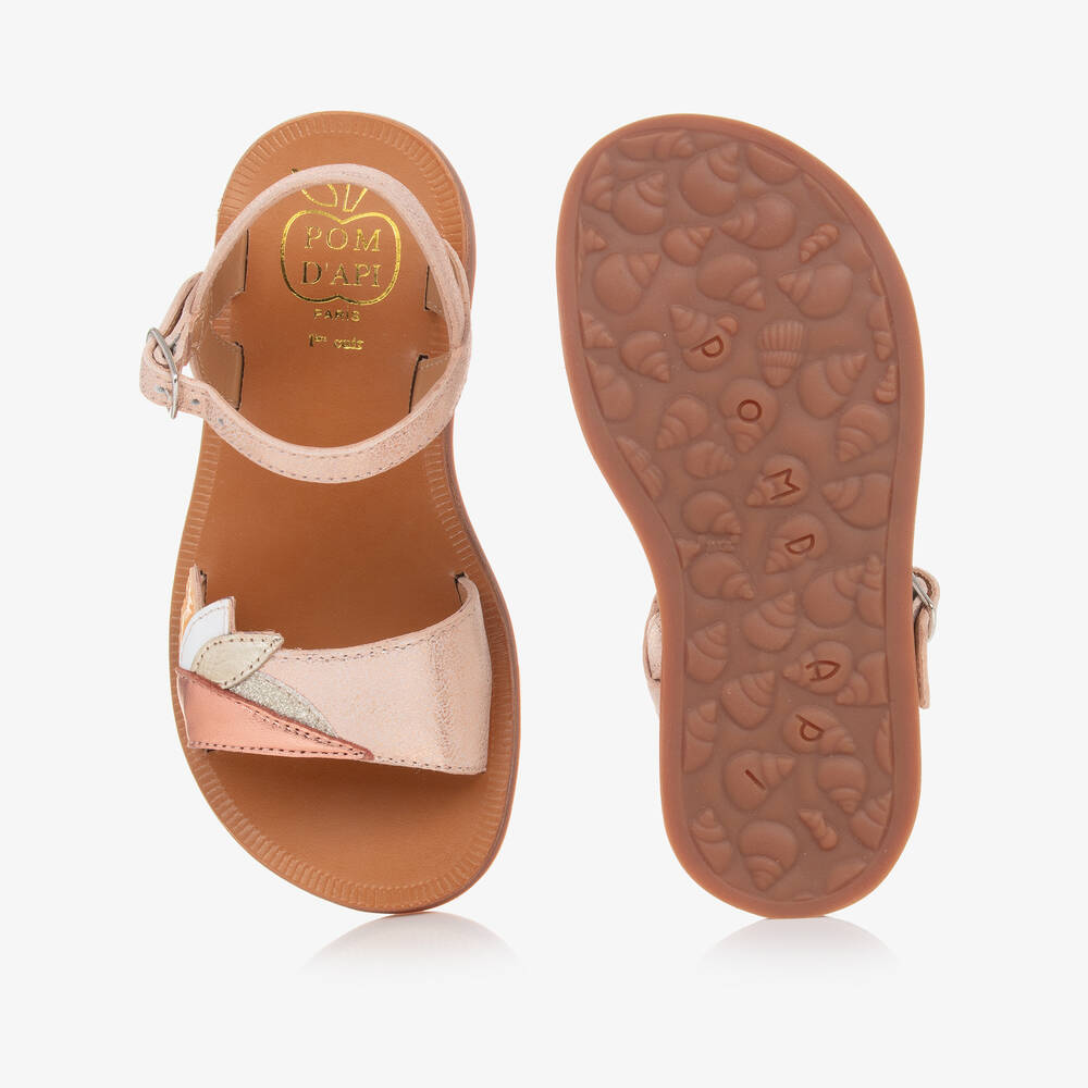 Pom d'Api-Girls Rose Gold Leather Sandals | Childrensalon Outlet