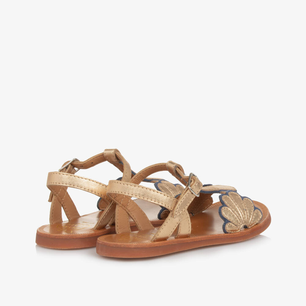 Pom d'Api-Girls Shimmering Gold & Azure Sandals | Childrensalon Outlet