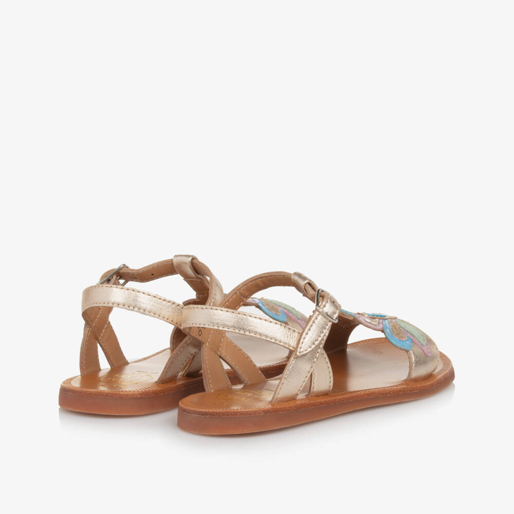 Pom d'Api-Золотистые блестящие сандалии с пряжкой для девочек | Childrensalon Outlet