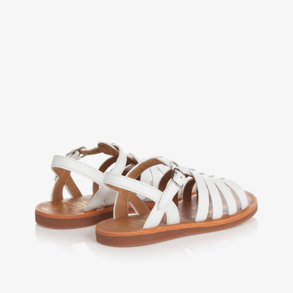 Pom d'Api-Girls White Leather Sandals | Childrensalon Outlet
