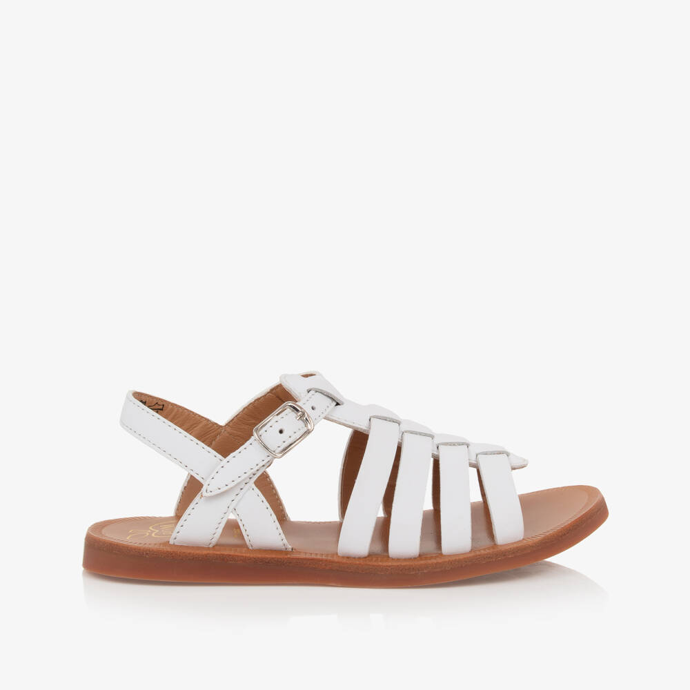 Pom d'Api-Girls White Leather Sandals | Childrensalon Outlet