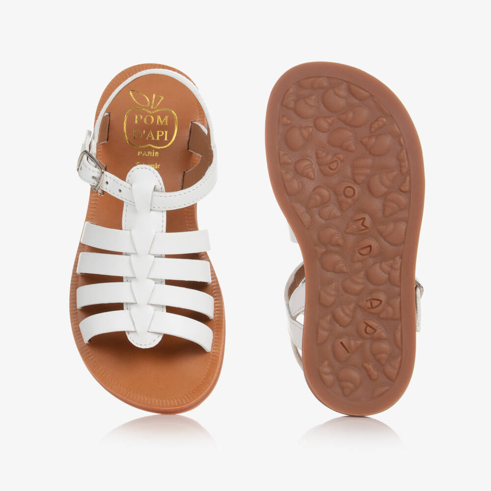 Pom d'Api-Girls White Leather Sandals | Childrensalon Outlet