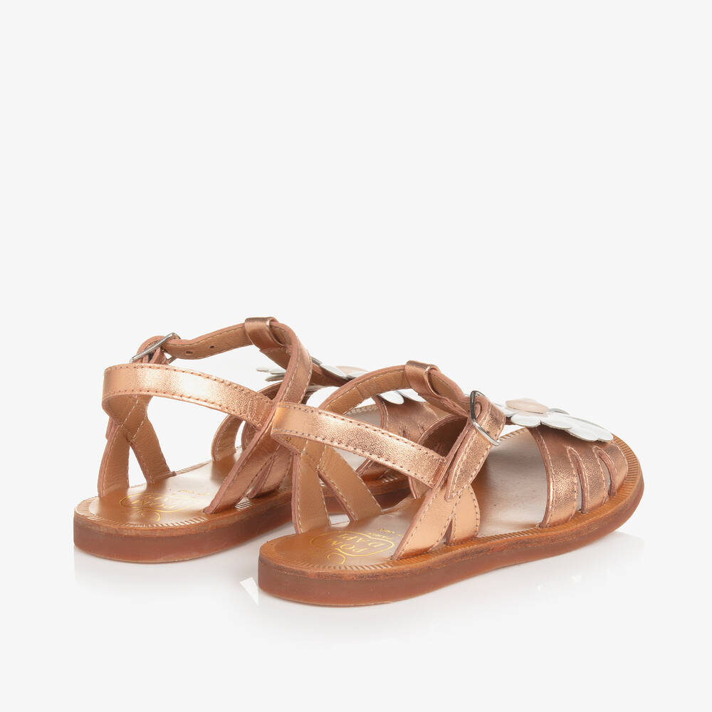 Pom d'Api-صندل بإبزيم جلد لون ذهبي متاليك للبنات | Childrensalon Outlet